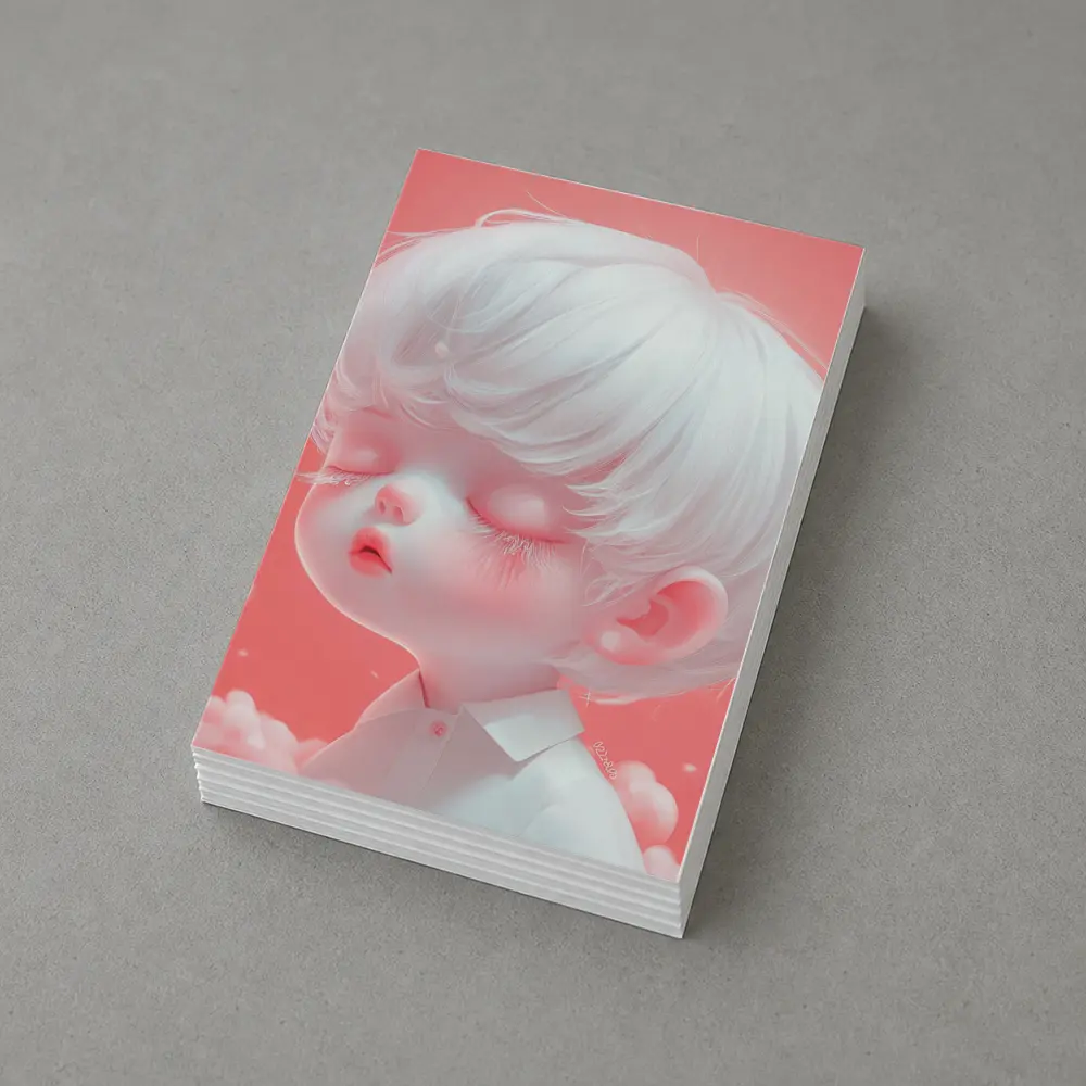 Cute Anime Boy White Hair Pink Sky – Postcards