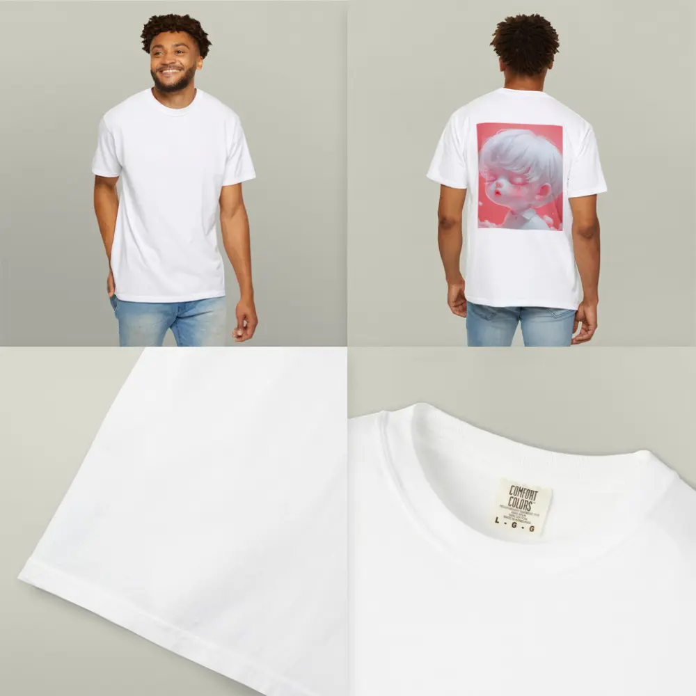 Cute Anime Boy White Hair Pink Sky – T-Shirts