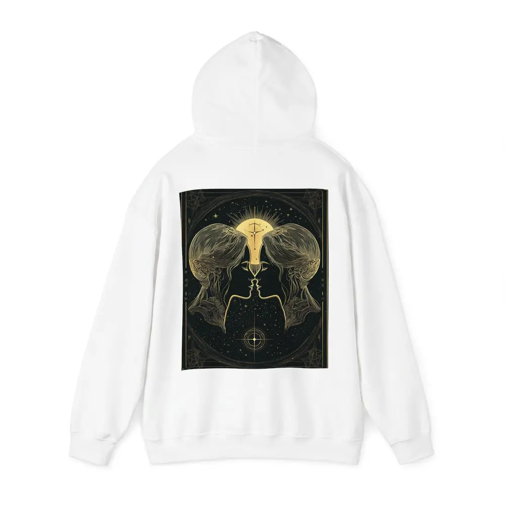 Gemini Twin Faces Gold Celestial Art – Hoodies