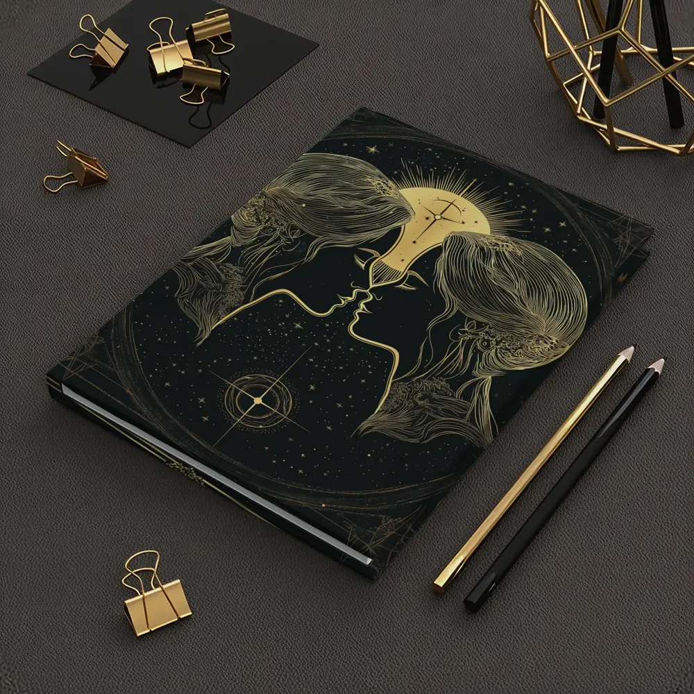 Gemini Twin Faces Gold Celestial Art – Notebooks