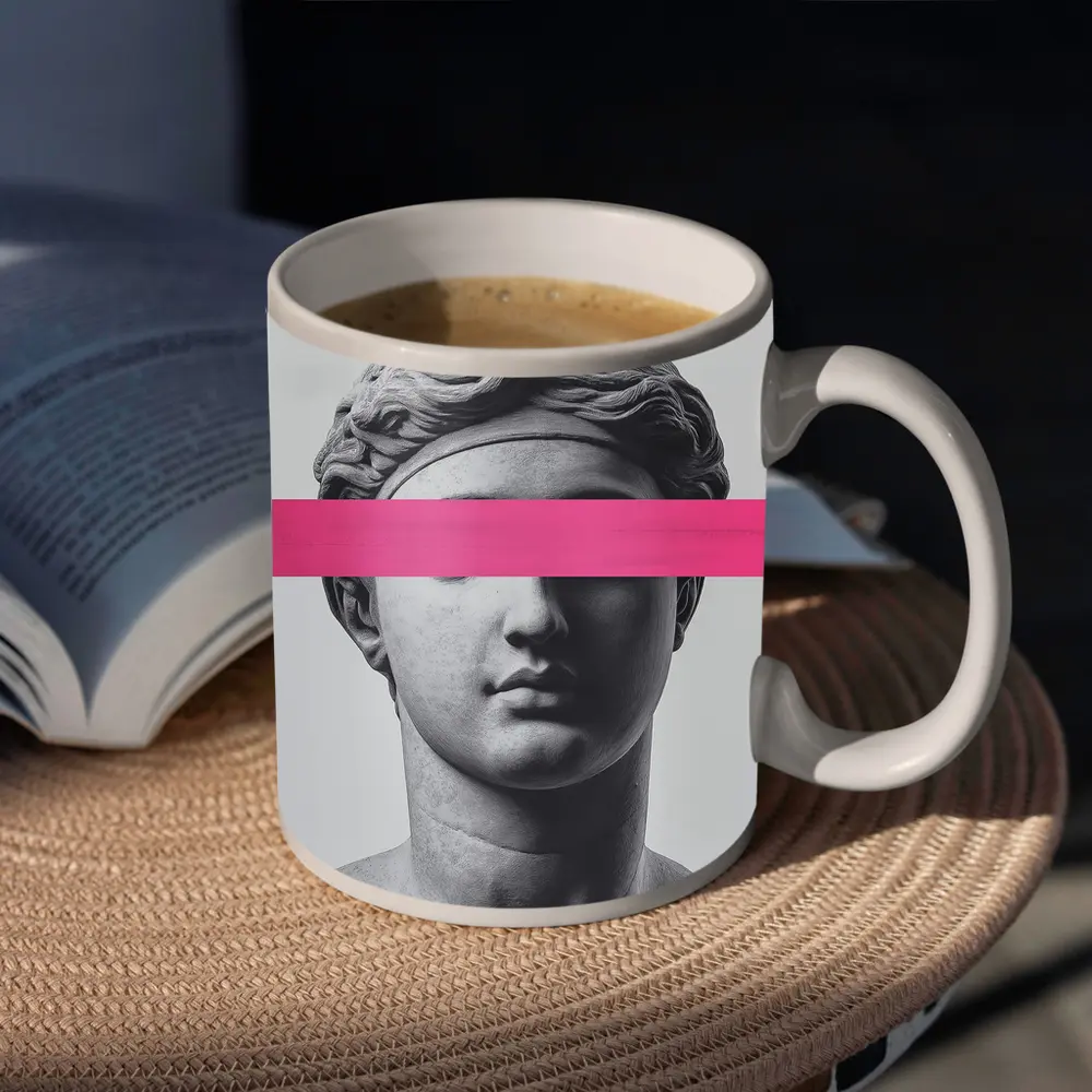 Greek Goddess Statue Pink Bar Pop Art – Mugs