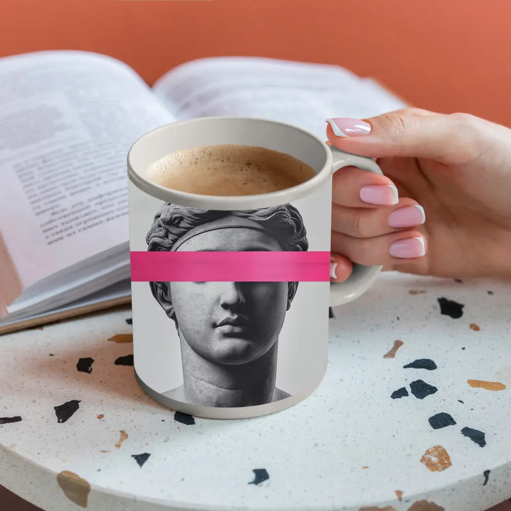 Greek Goddess Statue Pink Bar Pop Art – Mugs