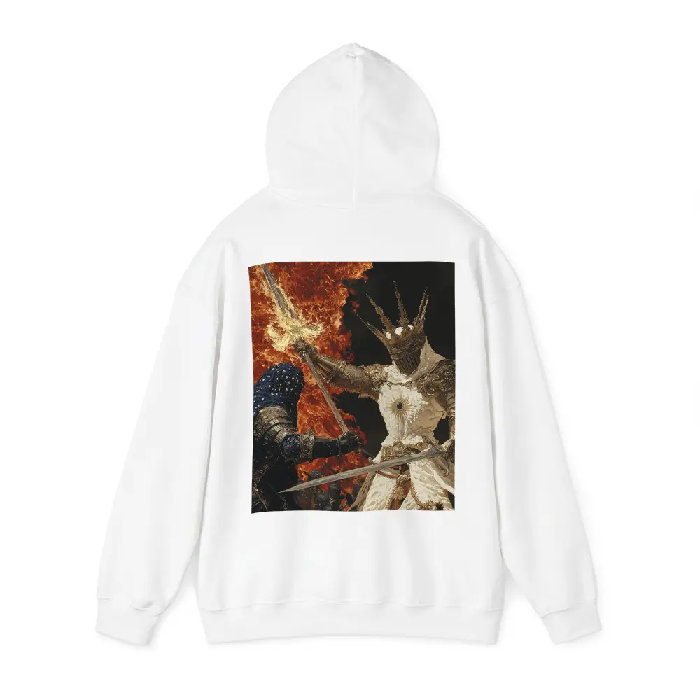 Dark Fantasy Knight Battle Fire Background – Hoodies