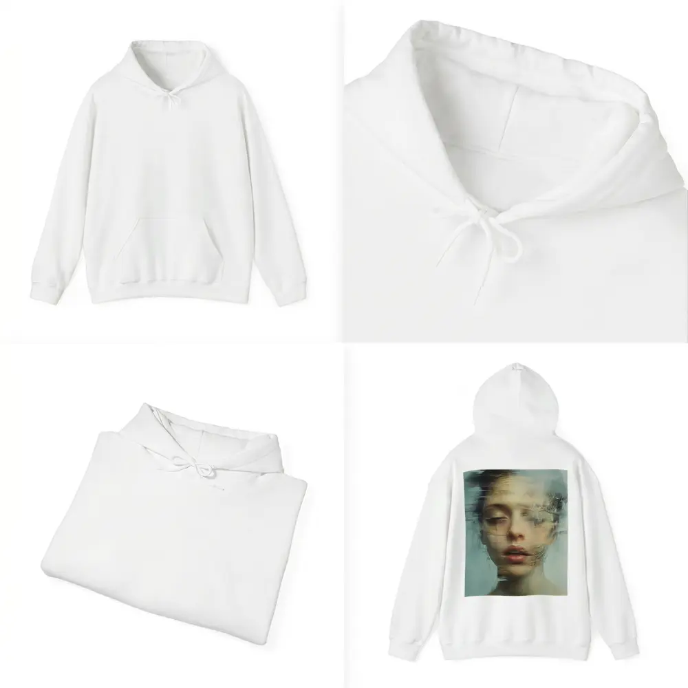 Surreal Woman Portrait Dissolving Abstract Blue – Hoodies