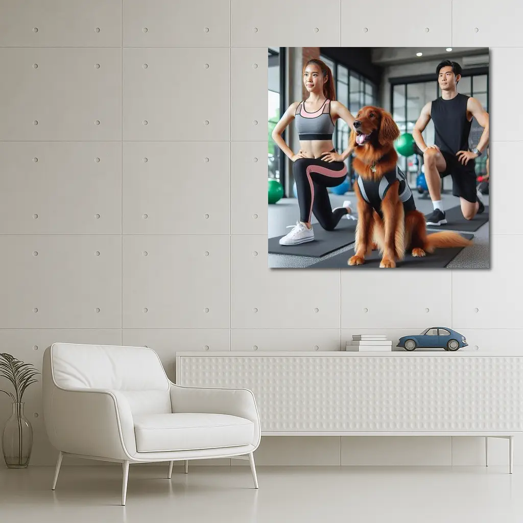 Golden Retriever Dog Gym Fitness Workout – Wall Art