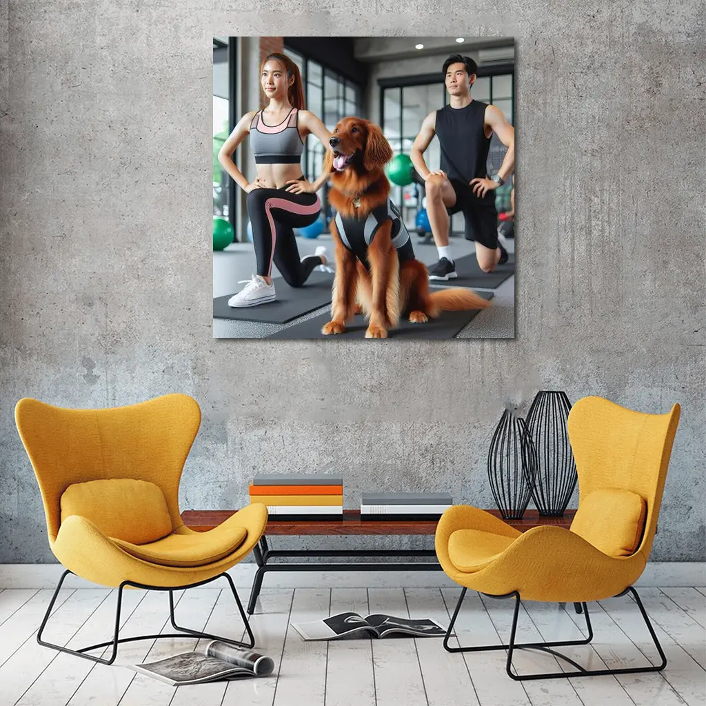 Golden Retriever Dog Gym Fitness Workout – Wall Art
