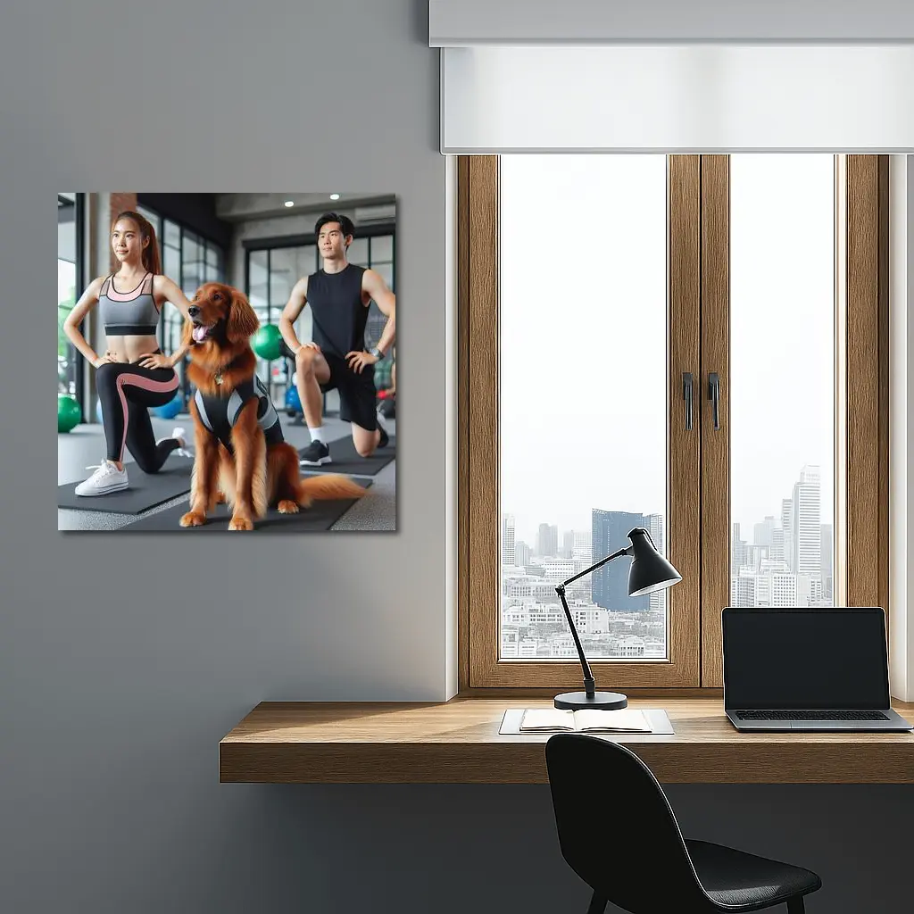 Golden Retriever Dog Gym Fitness Workout – Wall Art