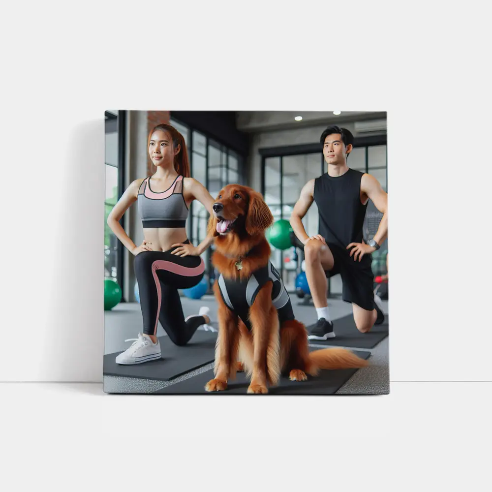 Golden Retriever Dog Gym Fitness Workout – Wall Art