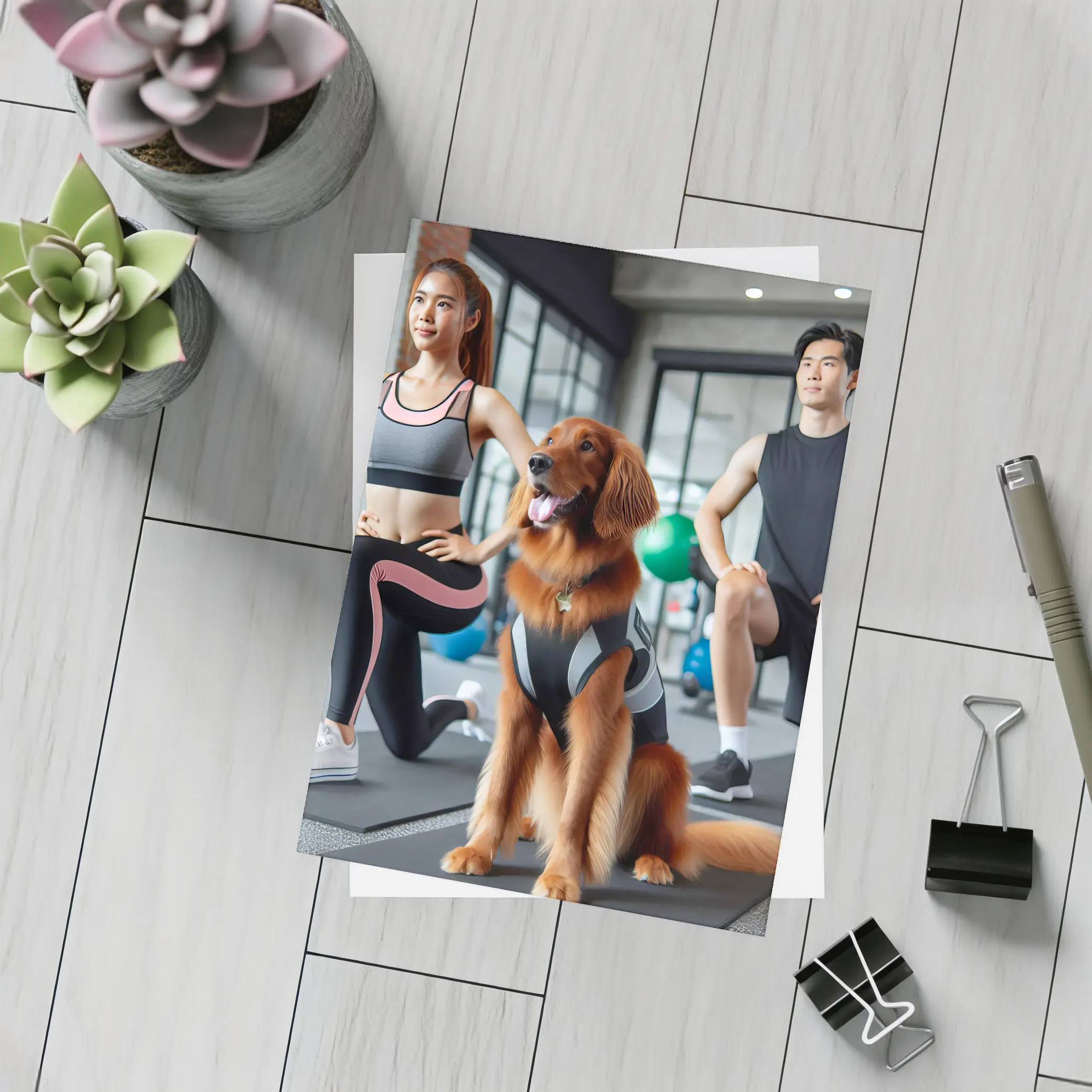 Golden Retriever Dog Gym Fitness Workout – Postcards