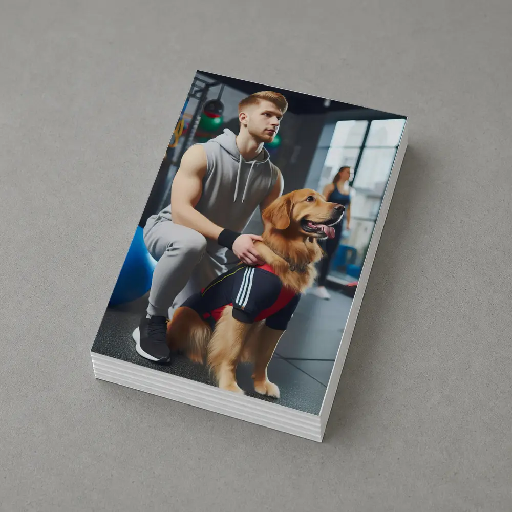 Golden Retriever Owner Training Together In Gym – Postcards