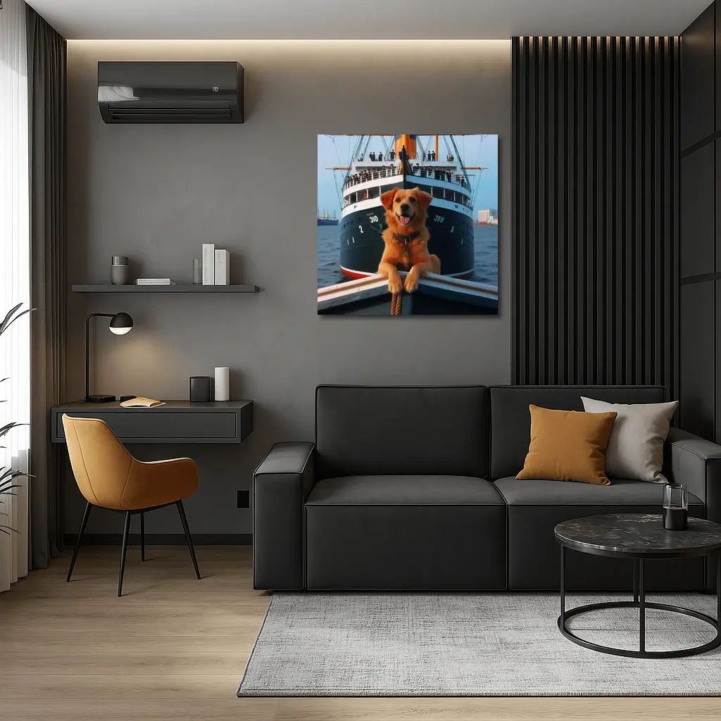 Golden Retriever Dog On Ship Deck – Wall Art