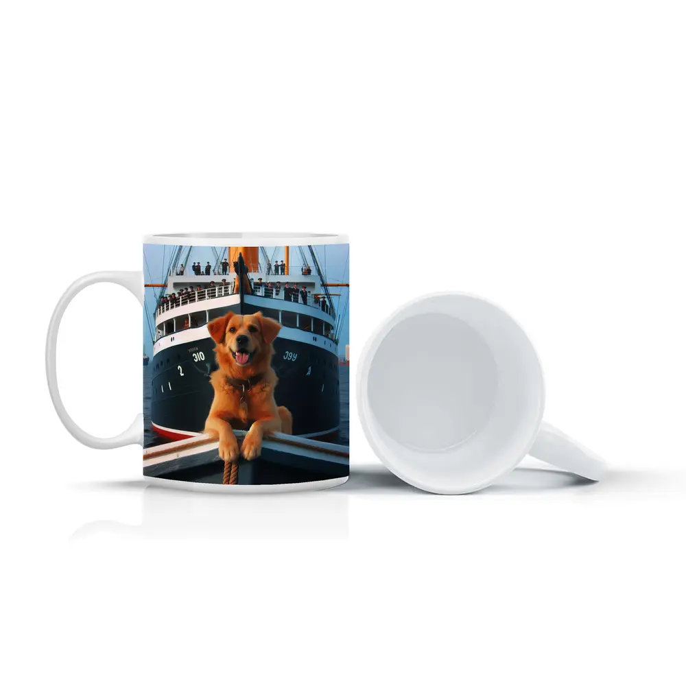 Golden Retriever Dog On Ship Deck – Mugs