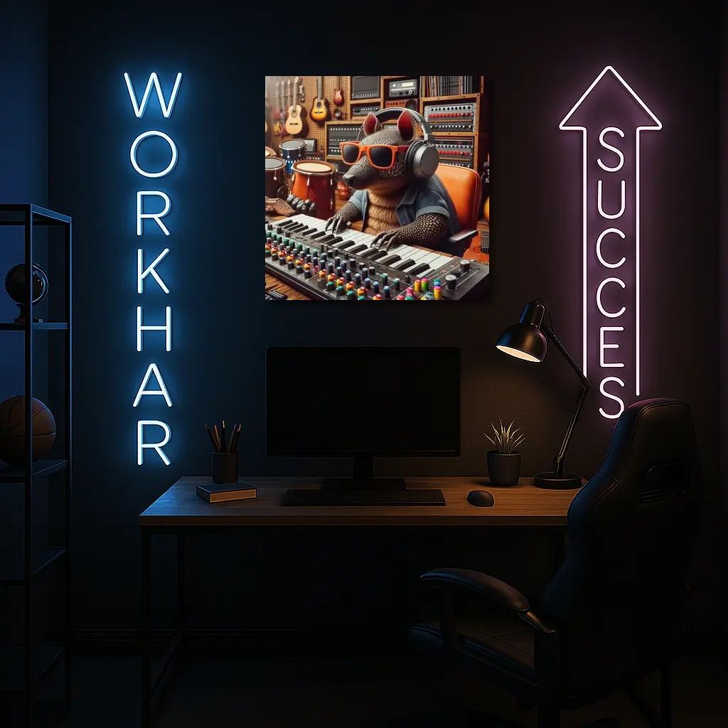 Armadillo DJ In Music Recording Studio – Wall Art