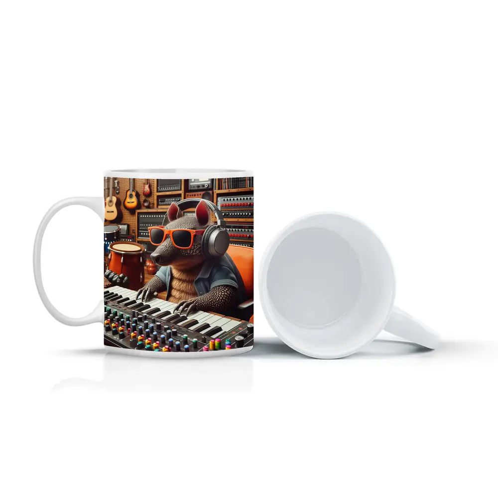 Armadillo DJ In Music Recording Studio – Mugs