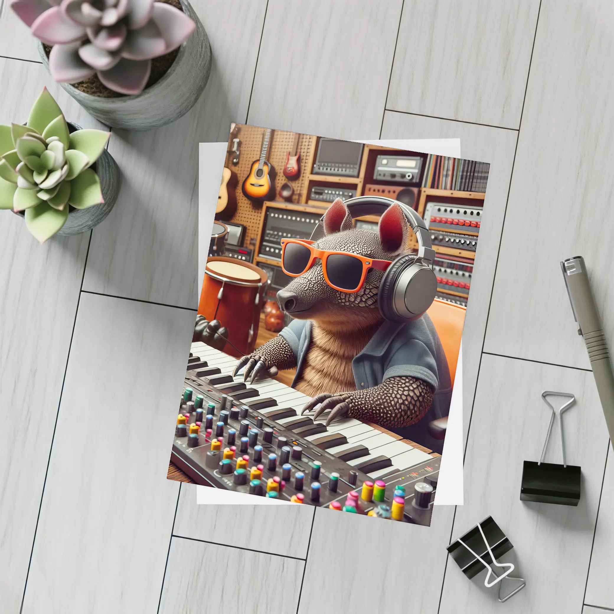 Armadillo DJ In Music Recording Studio – Postcards