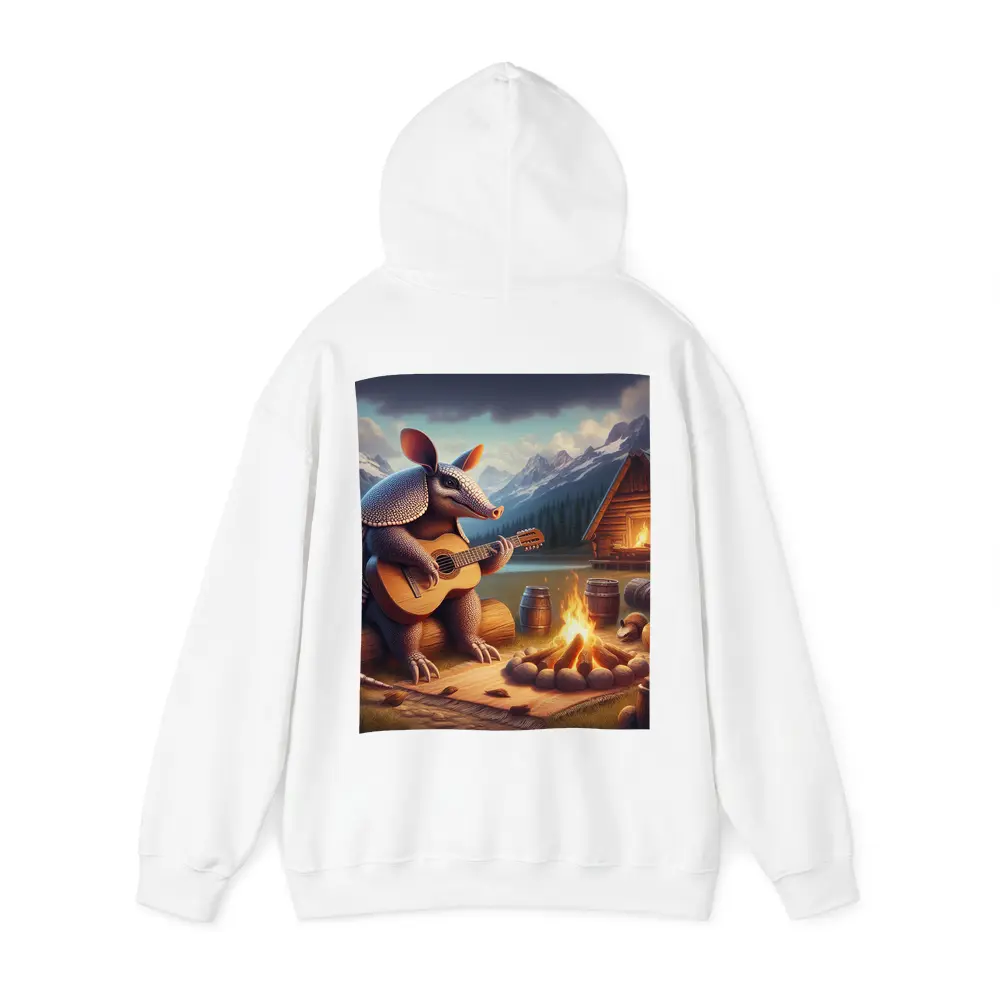 Armadillo Playing Guitar By Campfire Mountains – Hoodies