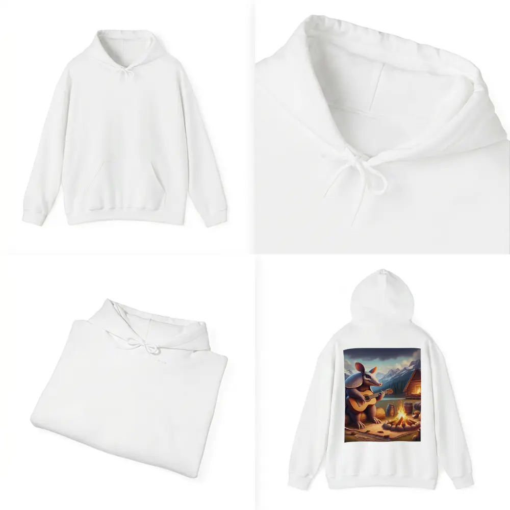 Armadillo Playing Guitar By Campfire Mountains – Hoodies
