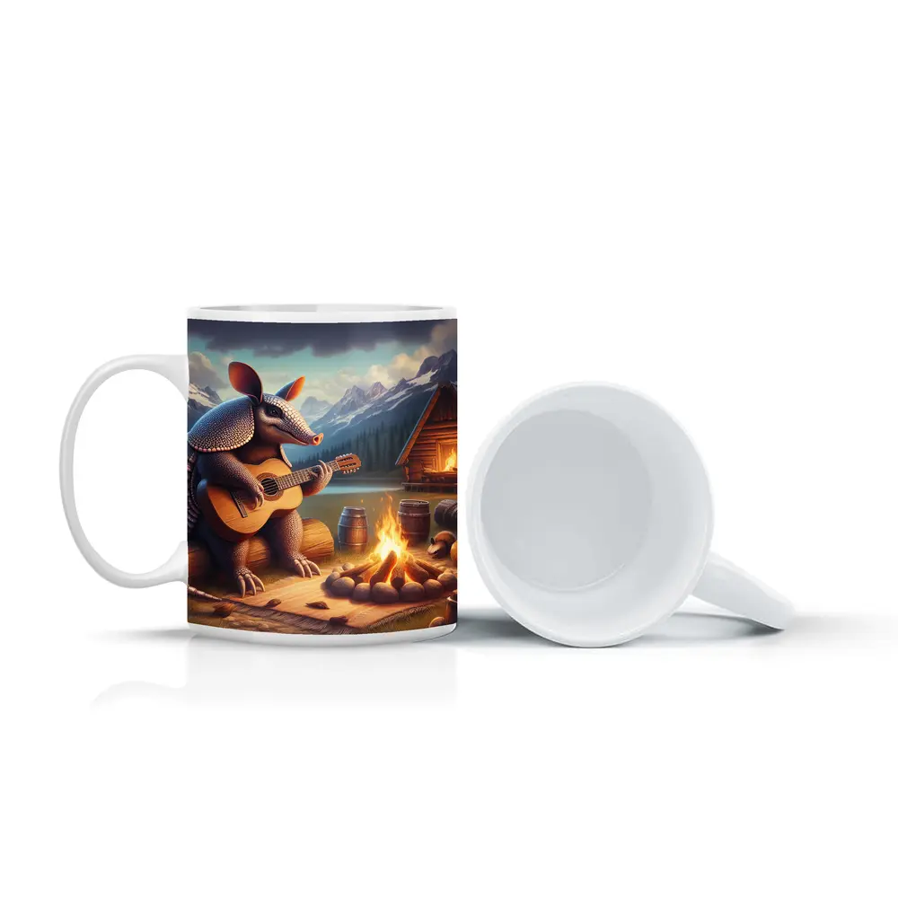 Armadillo Playing Guitar By Campfire Mountains – Mugs
