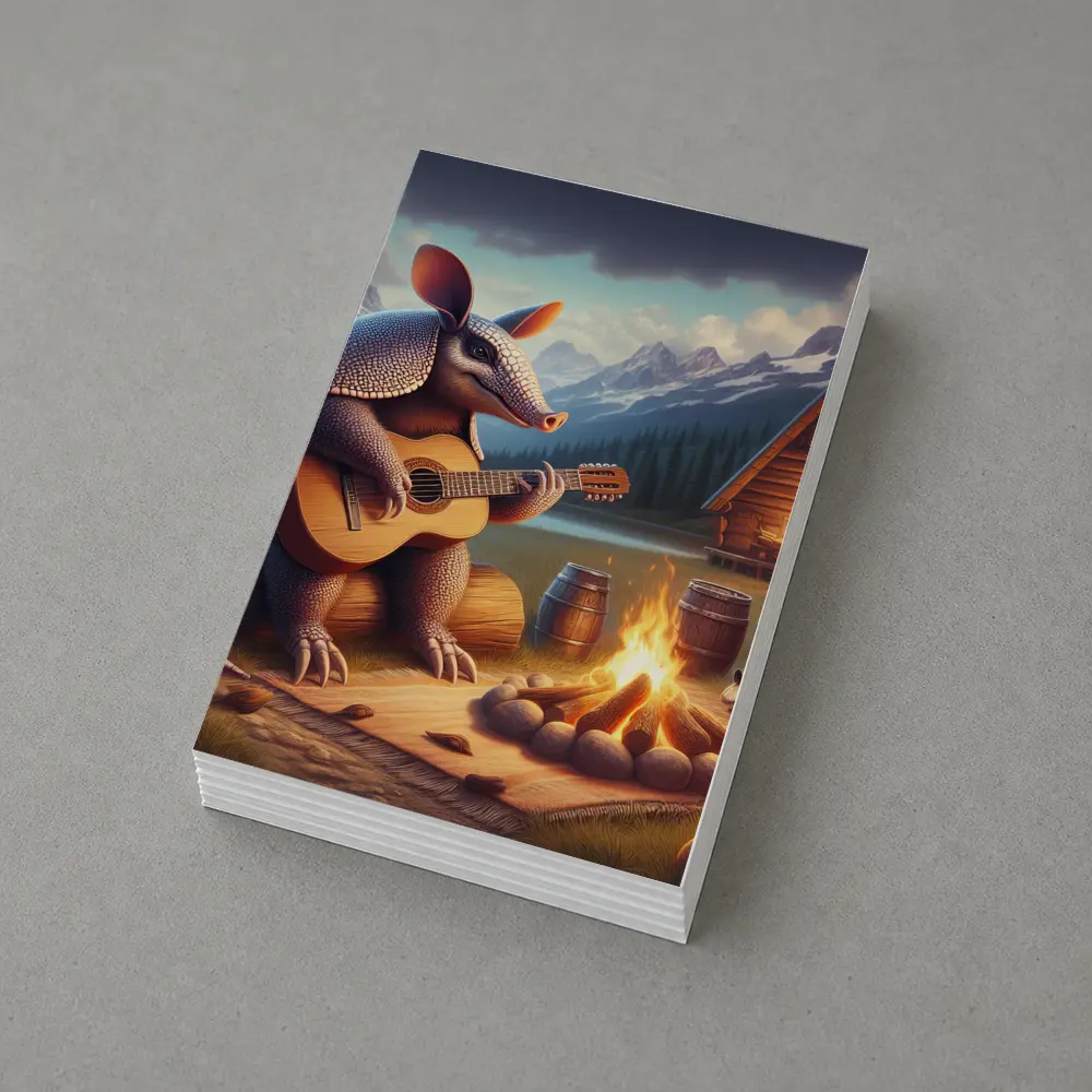 Armadillo Playing Guitar By Campfire Mountains – Postcards