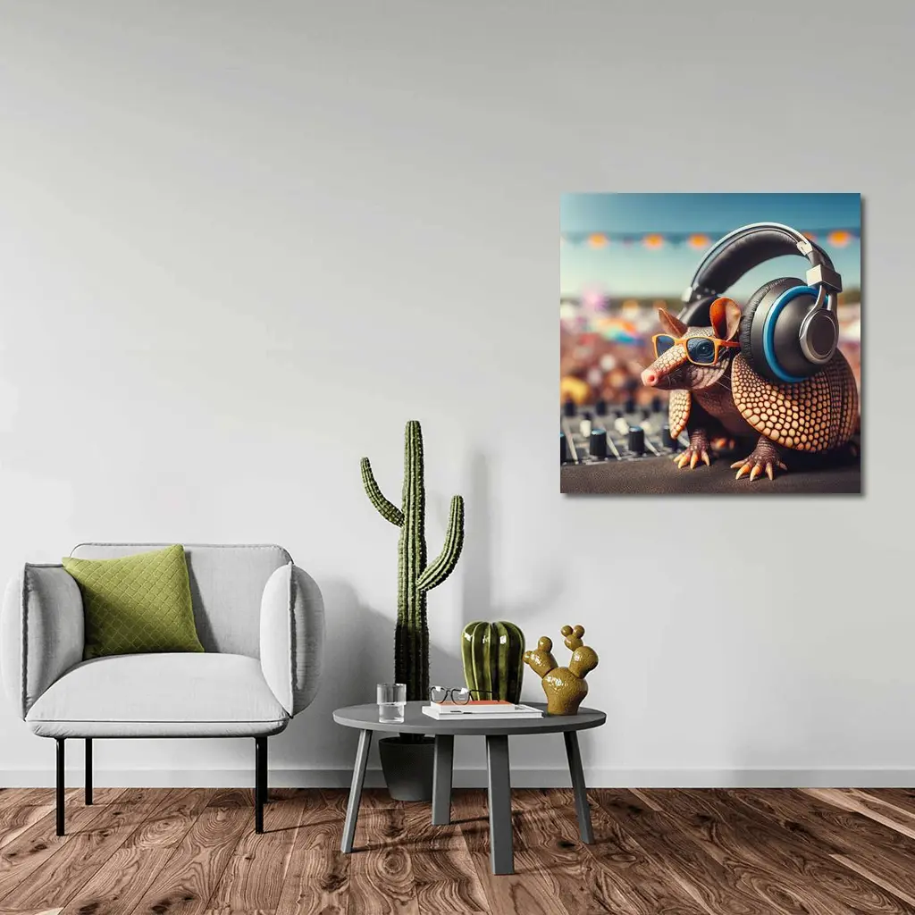 Armadillo DJ Headphones Sunglasses Festival Crowd – Wall Art