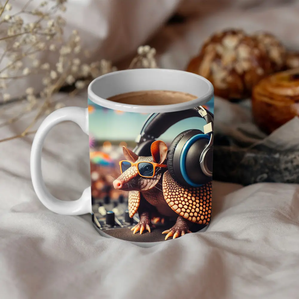Armadillo DJ Headphones Sunglasses Festival Crowd – Mugs
