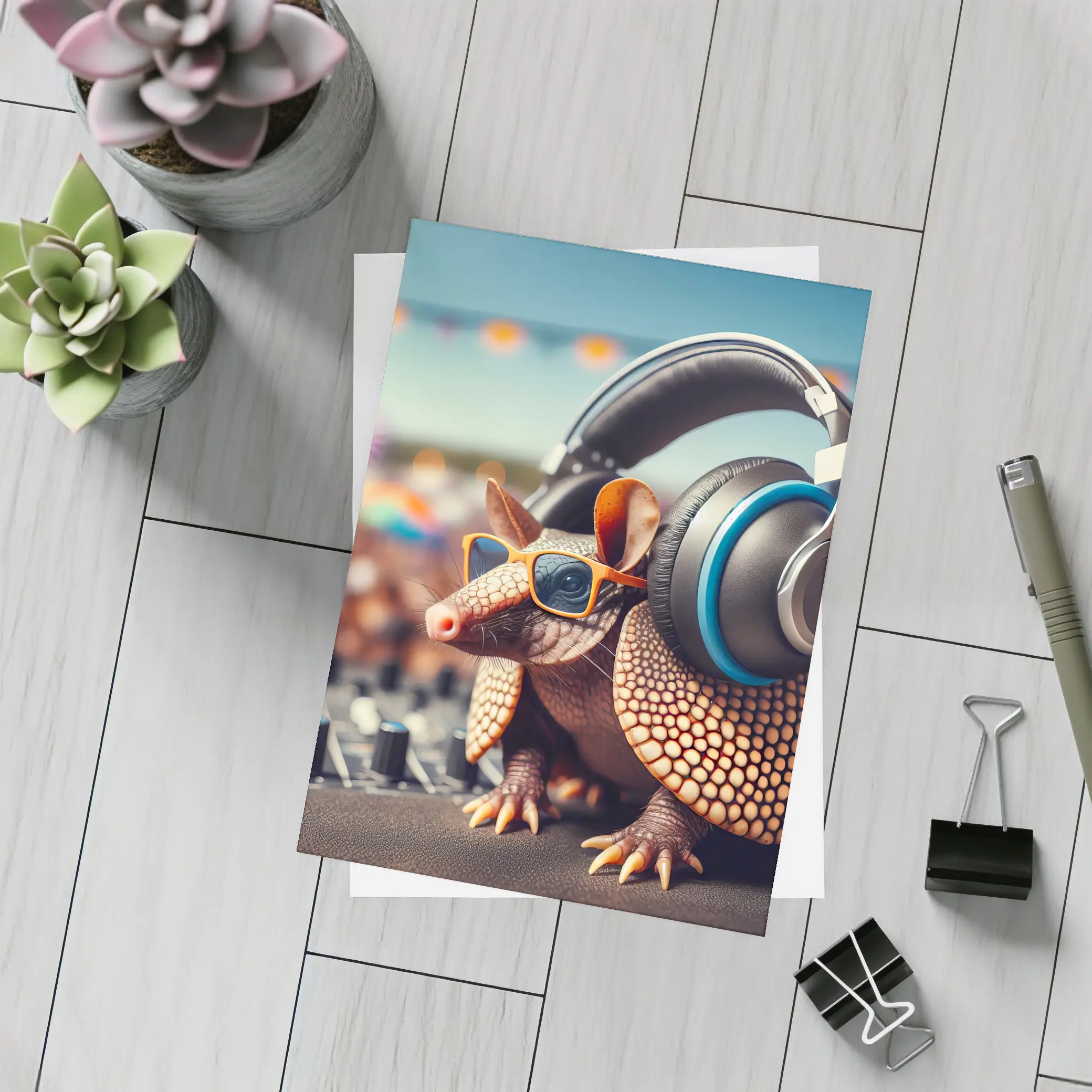 Armadillo DJ Headphones Sunglasses Festival Crowd – Postcards