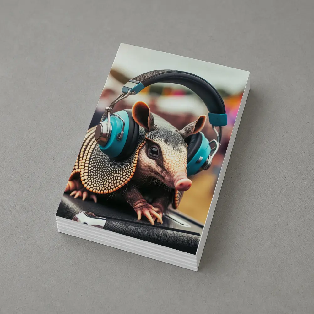 Armadillo Wearing Headphones At Music Festival – Postcards
