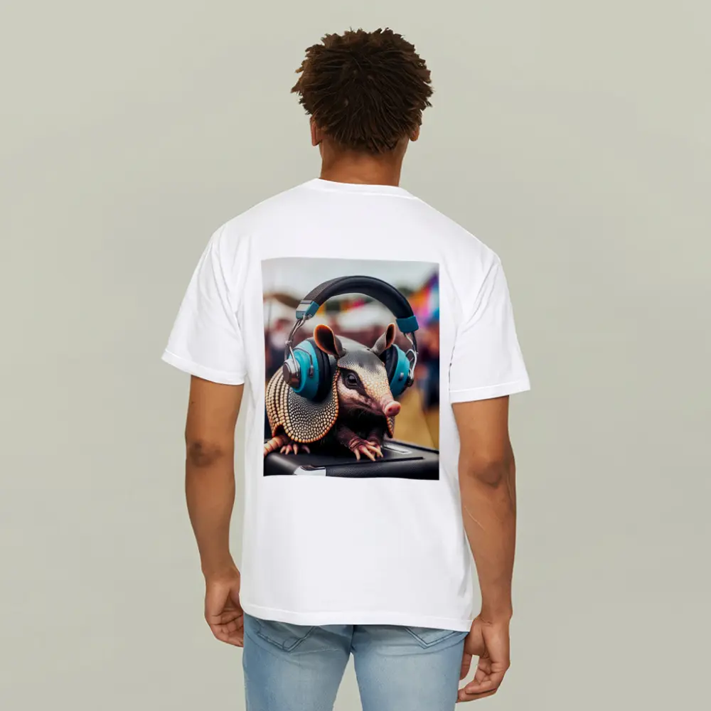 Armadillo Wearing Headphones At Music Festival – T-Shirts