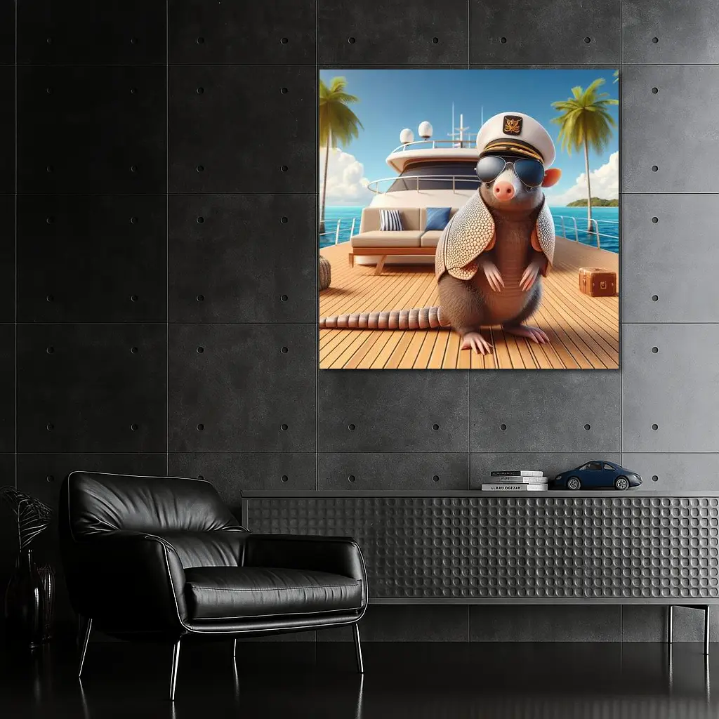 Armadillo Captain Sunglasses Yacht Tropical Background – Wall Art