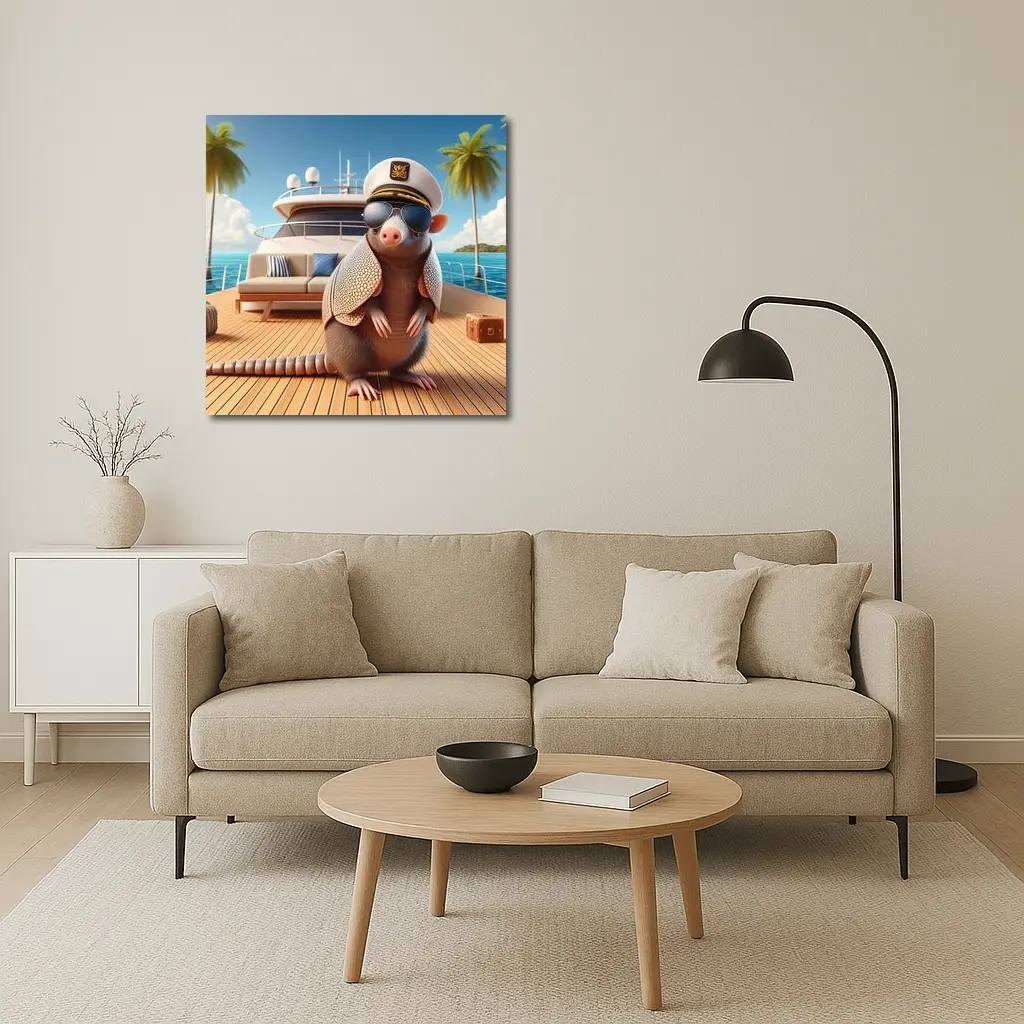Armadillo Captain Sunglasses Yacht Tropical Background – Wall Art