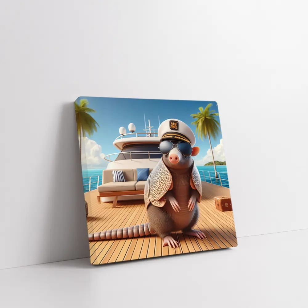 Armadillo Captain Sunglasses Yacht Tropical Background – Wall Art