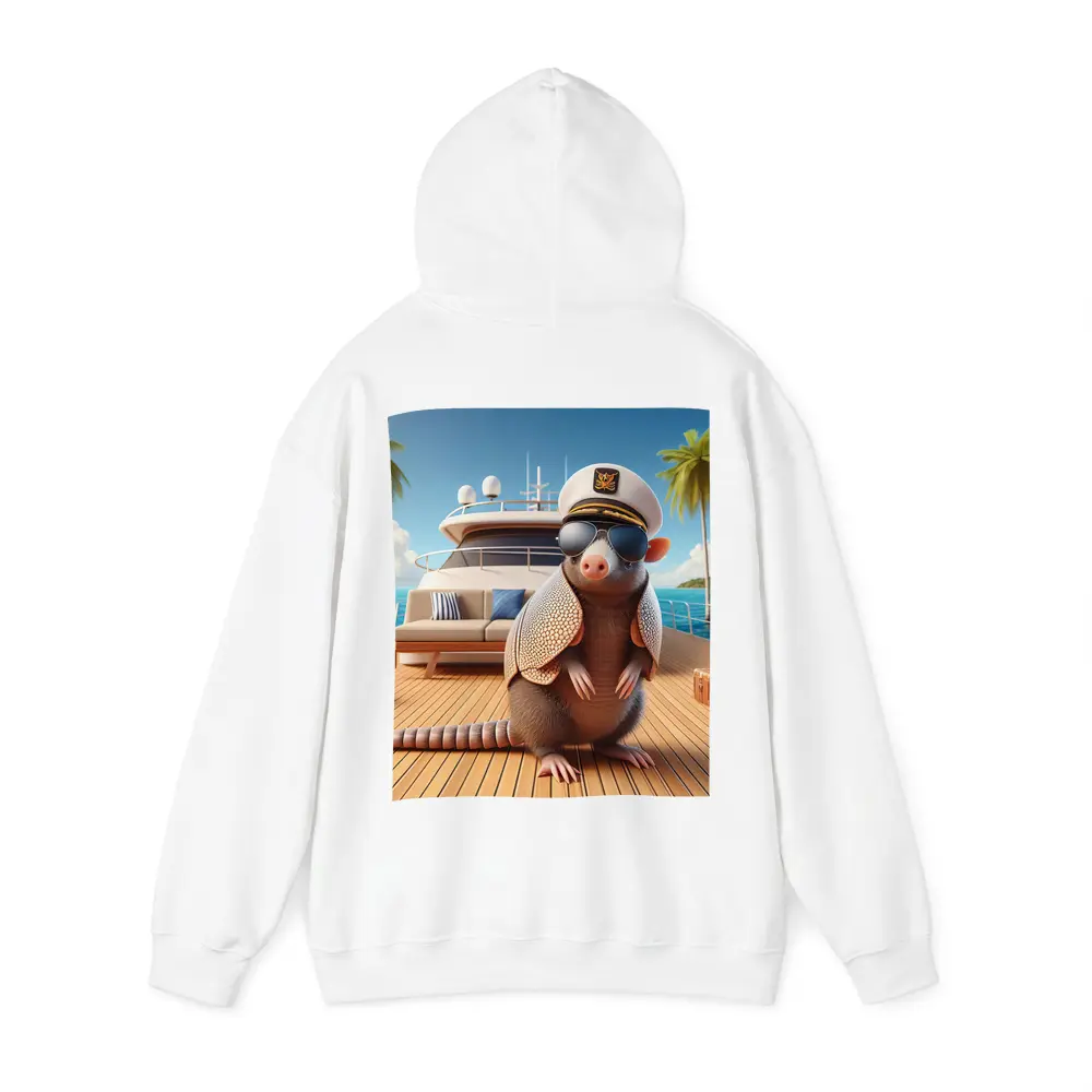 Armadillo Captain Sunglasses Yacht Tropical Background – Hoodies