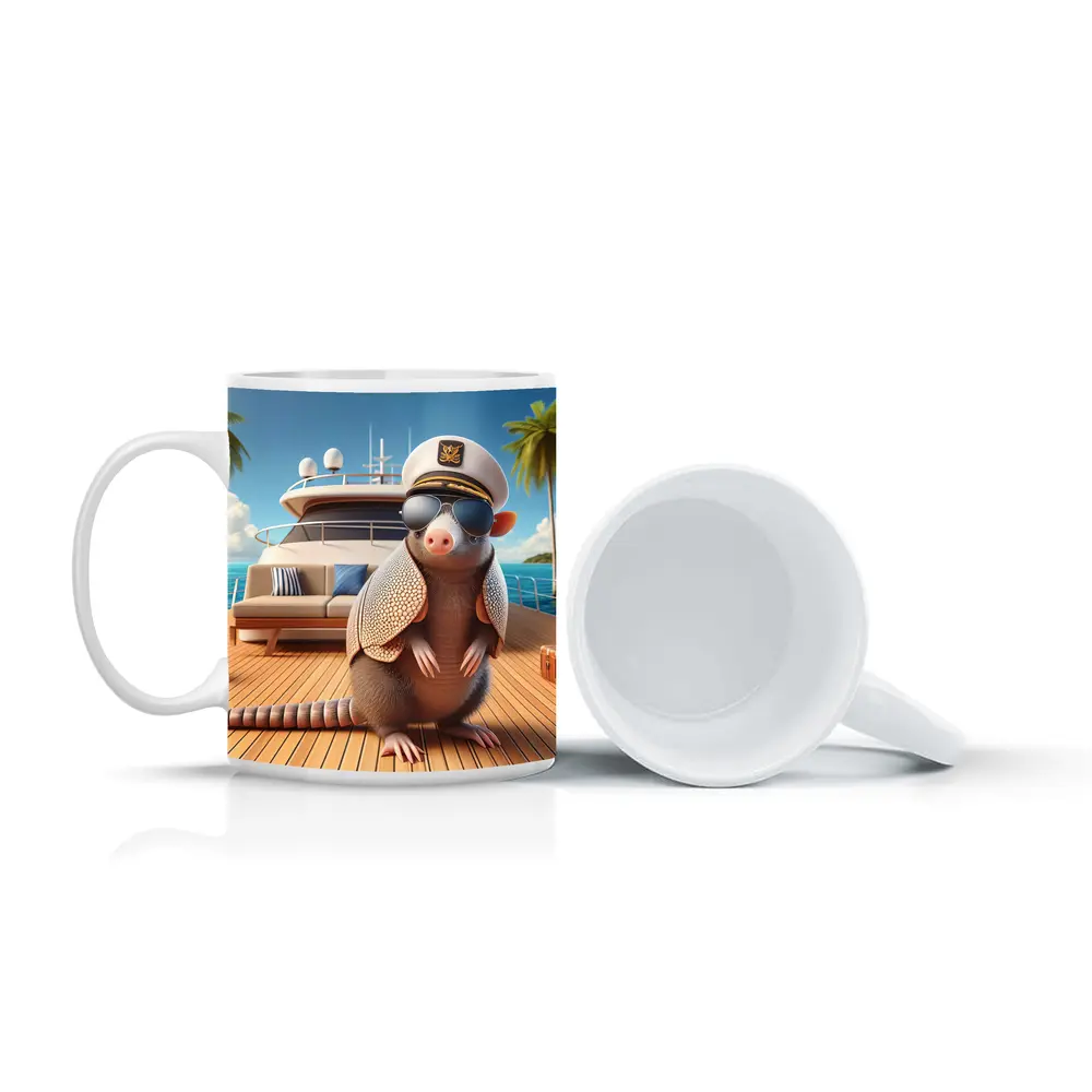 Armadillo Captain Sunglasses Yacht Tropical Background – Mugs