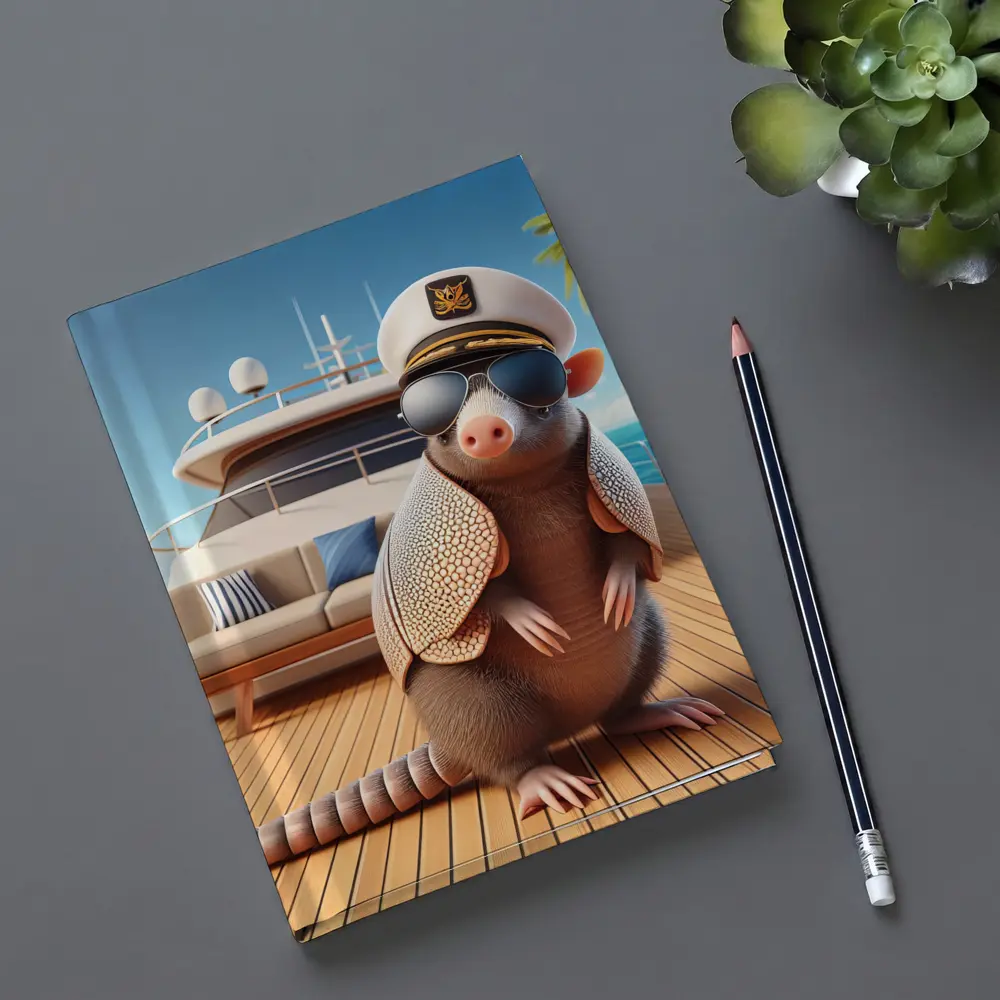Armadillo Captain Sunglasses Yacht Tropical Background – Notebooks