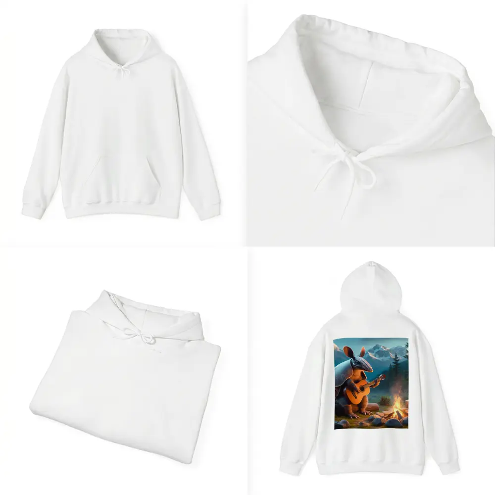 Armadillo Playing Guitar By Campfire Mountains – Hoodies