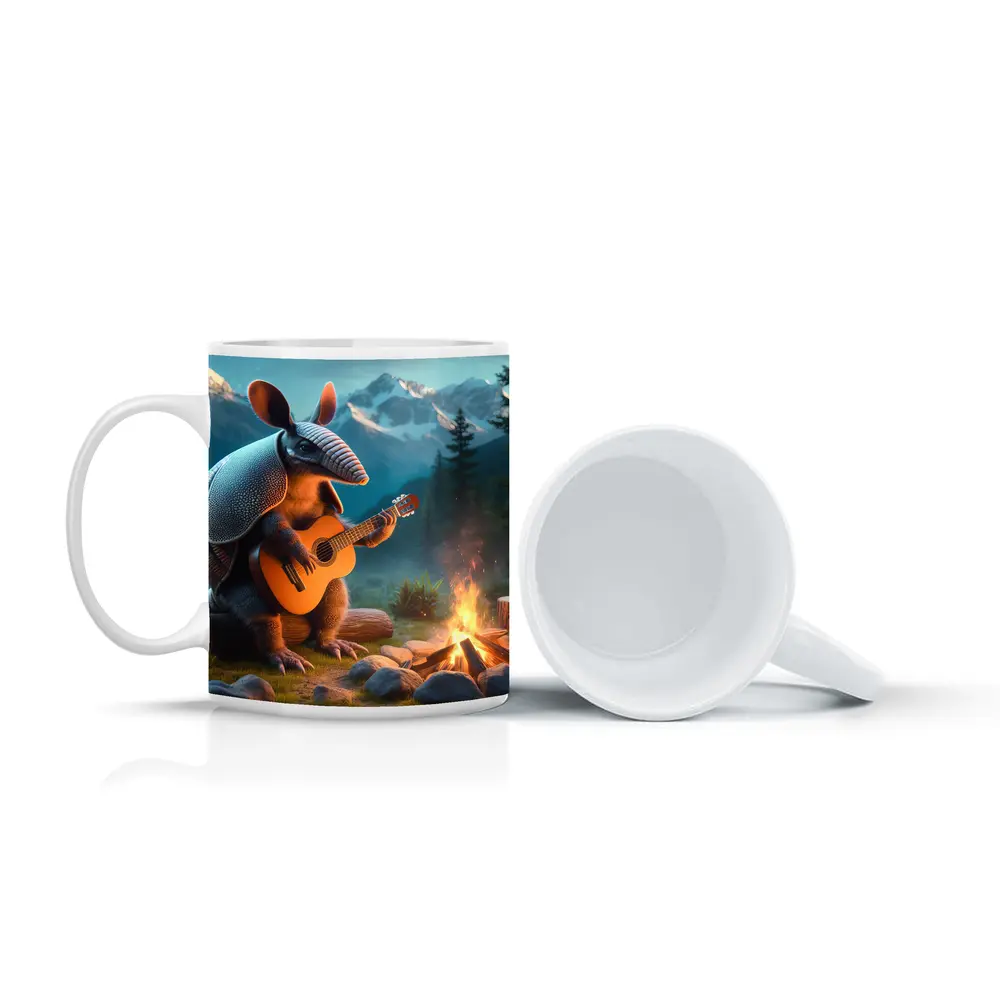 Armadillo Playing Guitar By Campfire Mountains – Mugs