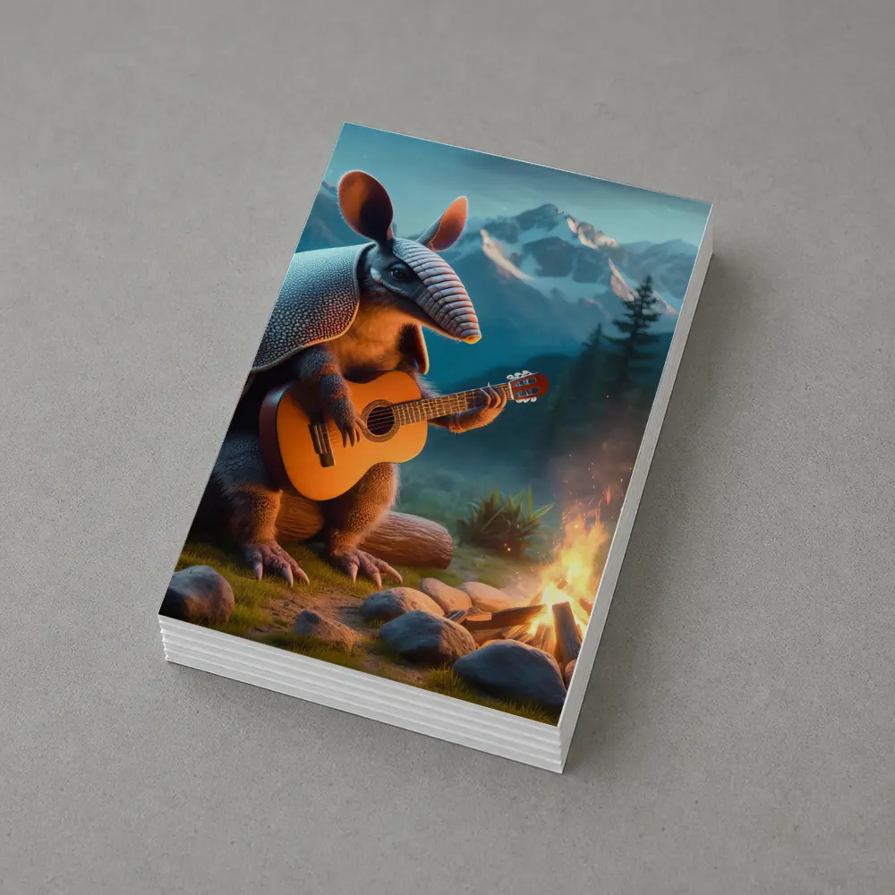 Armadillo Playing Guitar By Campfire Mountains – Postcards