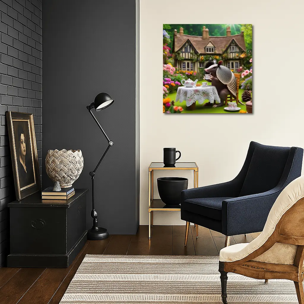 Armadillo Tea Party Cottage Garden Scene – Wall Art