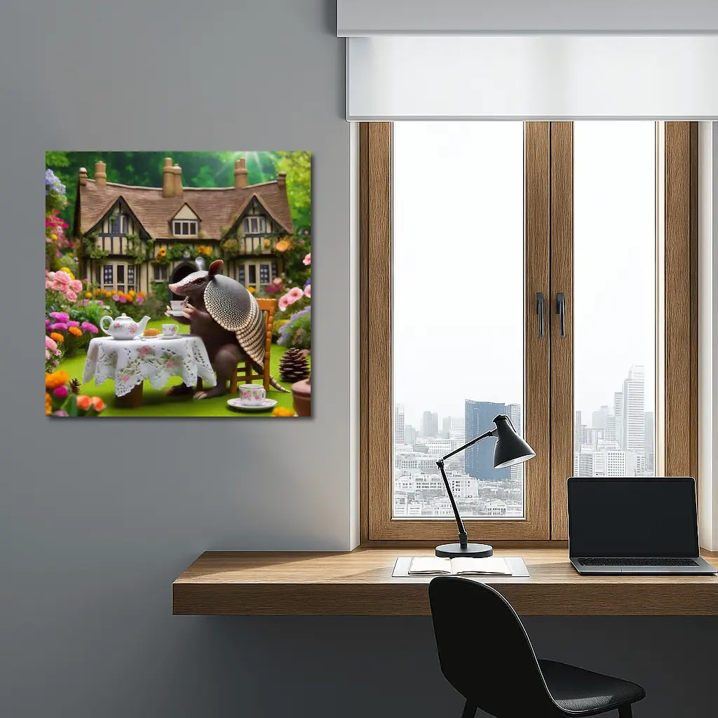 Armadillo Tea Party Cottage Garden Scene – Wall Art