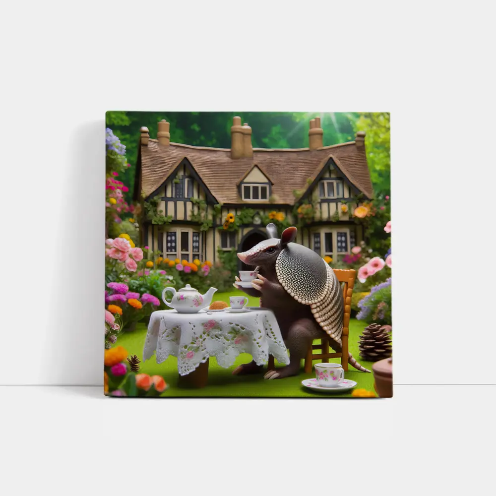 Armadillo Tea Party Cottage Garden Scene – Wall Art