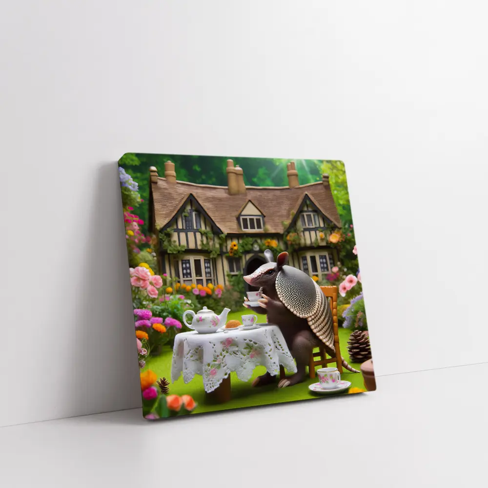 Armadillo Tea Party Cottage Garden Scene – Wall Art