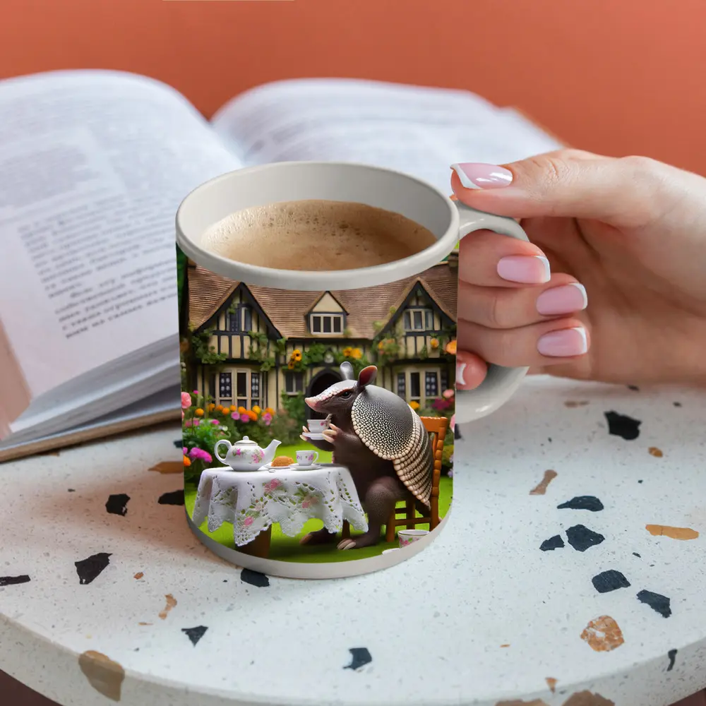 Armadillo Tea Party Cottage Garden Scene – Mugs