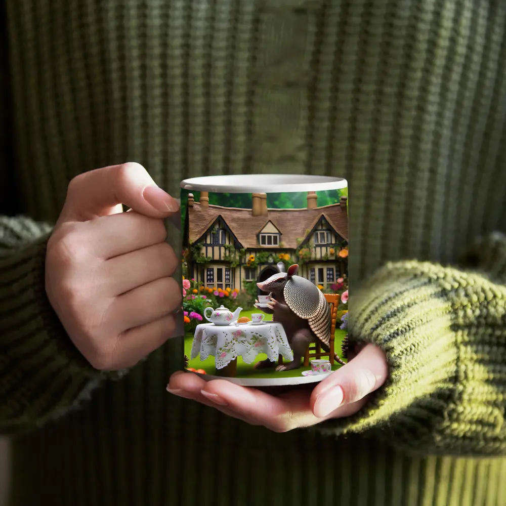 Armadillo Tea Party Cottage Garden Scene – Mugs