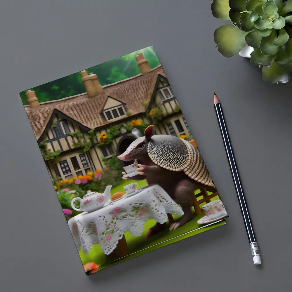 Armadillo Tea Party Cottage Garden Scene – Notebooks