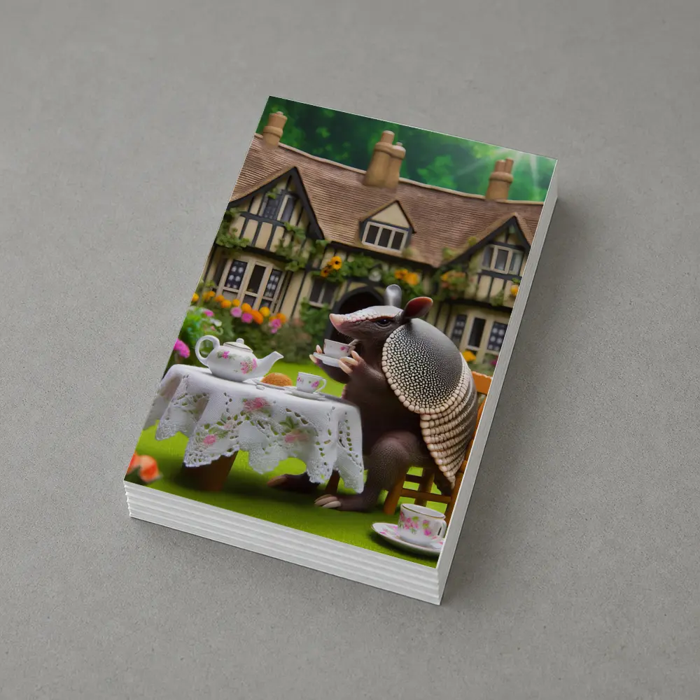Armadillo Tea Party Cottage Garden Scene – Postcards