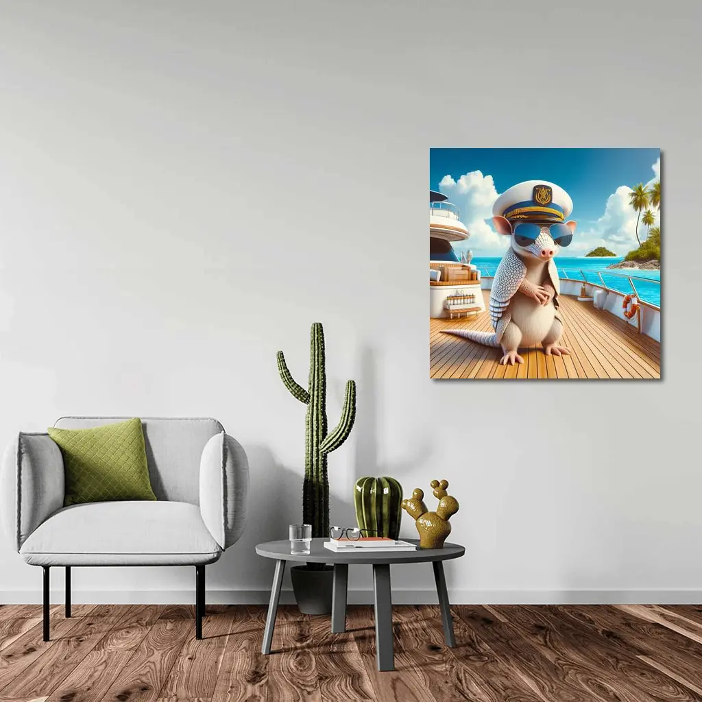 Armadillo Captain On Tropical Yacht Deck – Wall Art