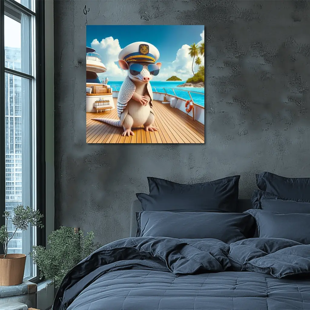 Armadillo Captain On Tropical Yacht Deck – Wall Art