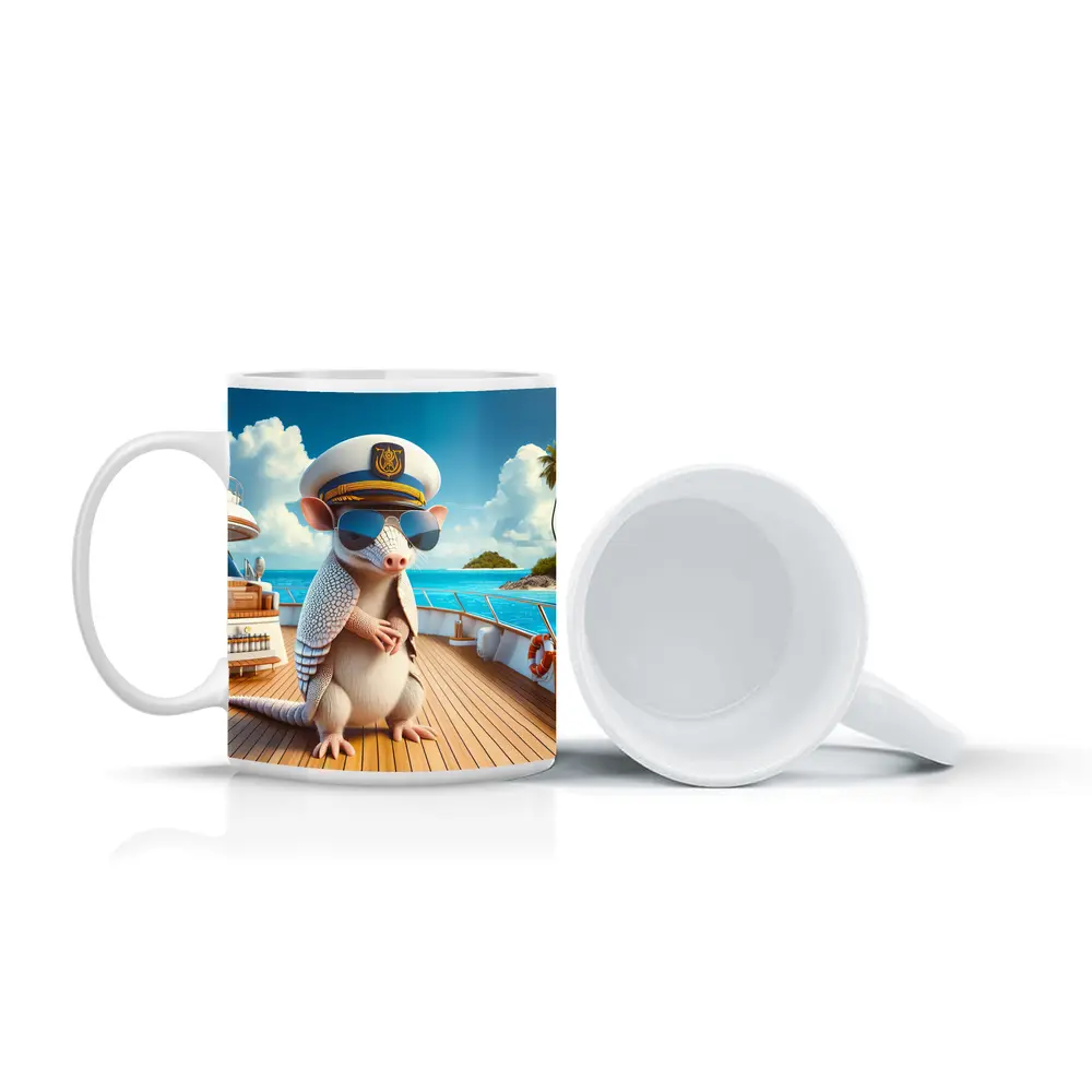 Armadillo Captain On Tropical Yacht Deck – Mugs