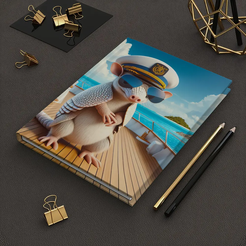 Armadillo Captain On Tropical Yacht Deck – Notebooks