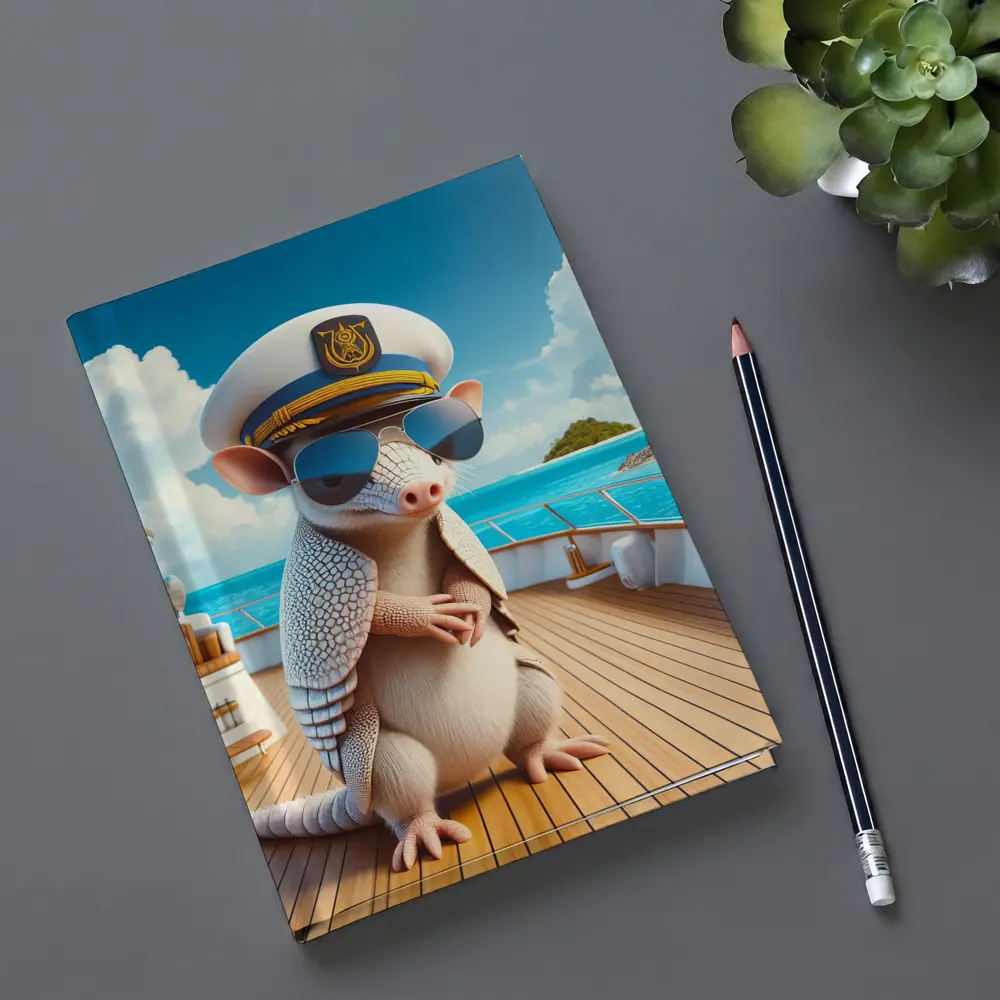 Armadillo Captain On Tropical Yacht Deck – Notebooks